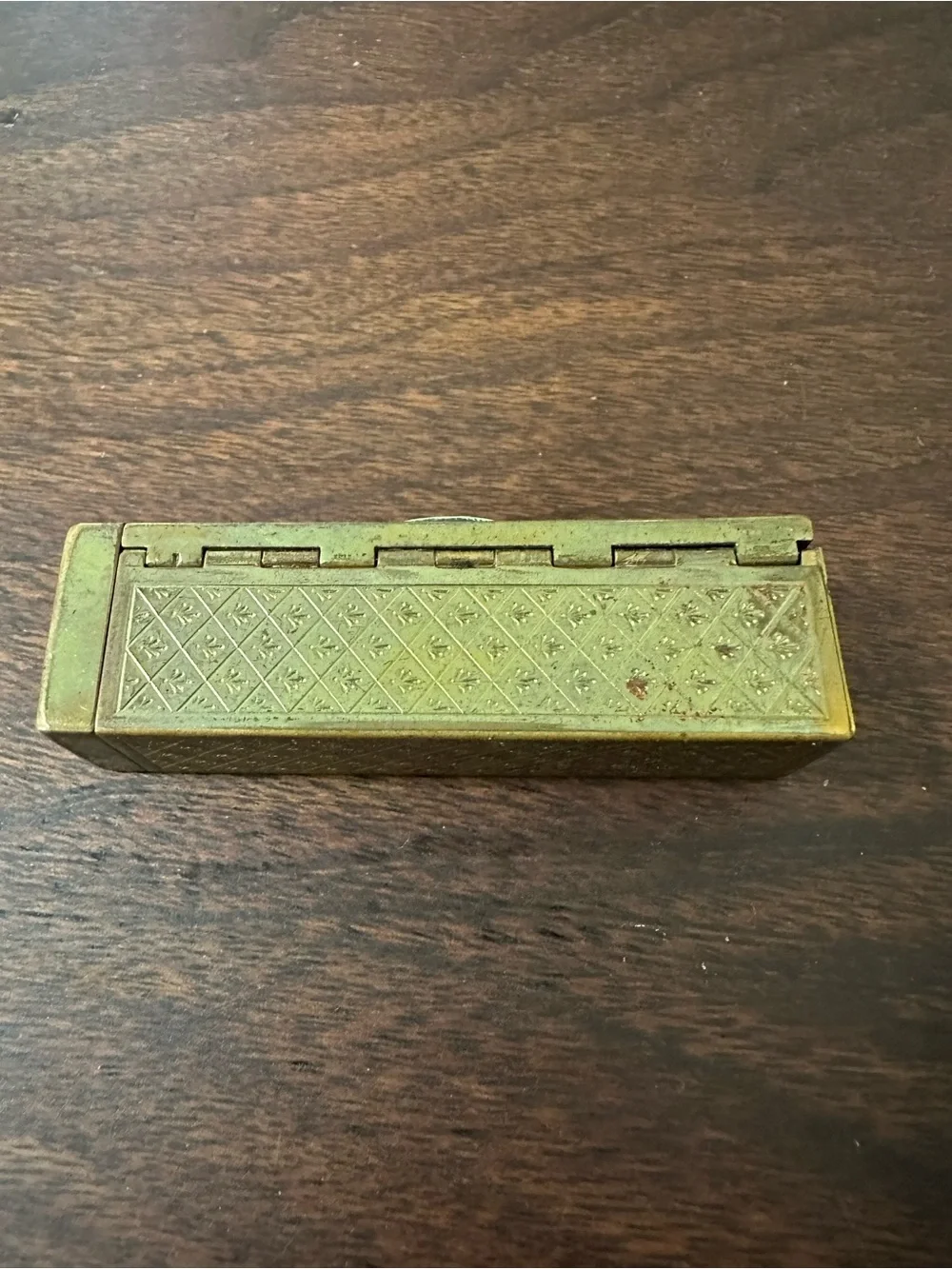 Vintage Black & Gold Floral Lipstick Case Holder with Rose Cameo